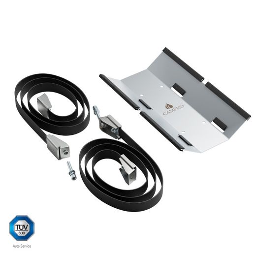 CAMPKO soporte de pared para cilindro de gas Ø 300 + 2 correas de acero inoxidable con tensor