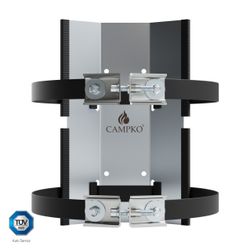 CAMPKO soporte de pared para cilindro de gas Ø 300 + 2 correas de acero inoxidable con tensor